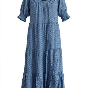 Faherty Blue Textured Maxi Dress